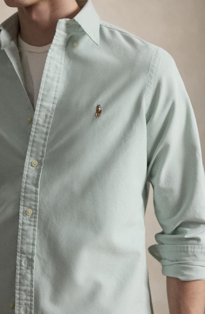 Polo Ralph Lauren The Iconic Solid Cotton Button-Down Oxford Shirt, Alternate, color, Faded Mint