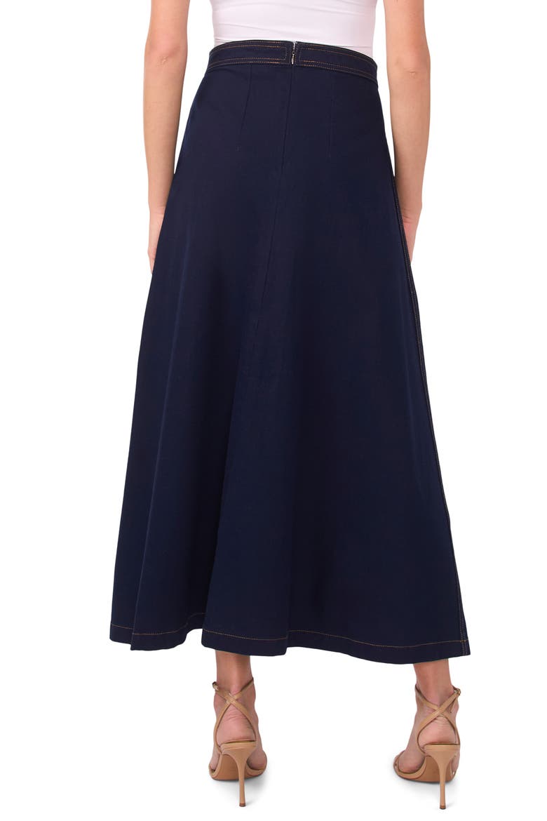 Topstitch Stretch Cotton Maxi Skirt, Alternate, color, CLASSIC NAVY