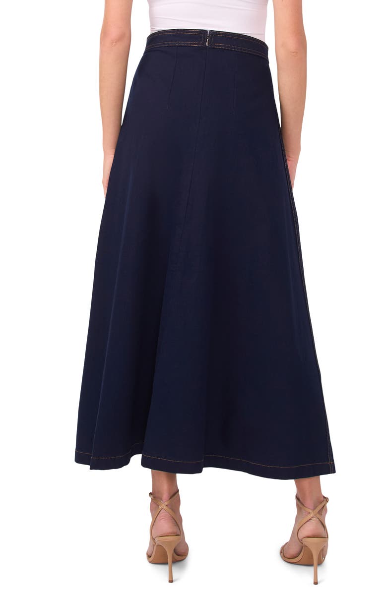 Vince Camuto Topstitch Stretch Cotton Maxi Skirt, Alternate, color, Classic Navy
