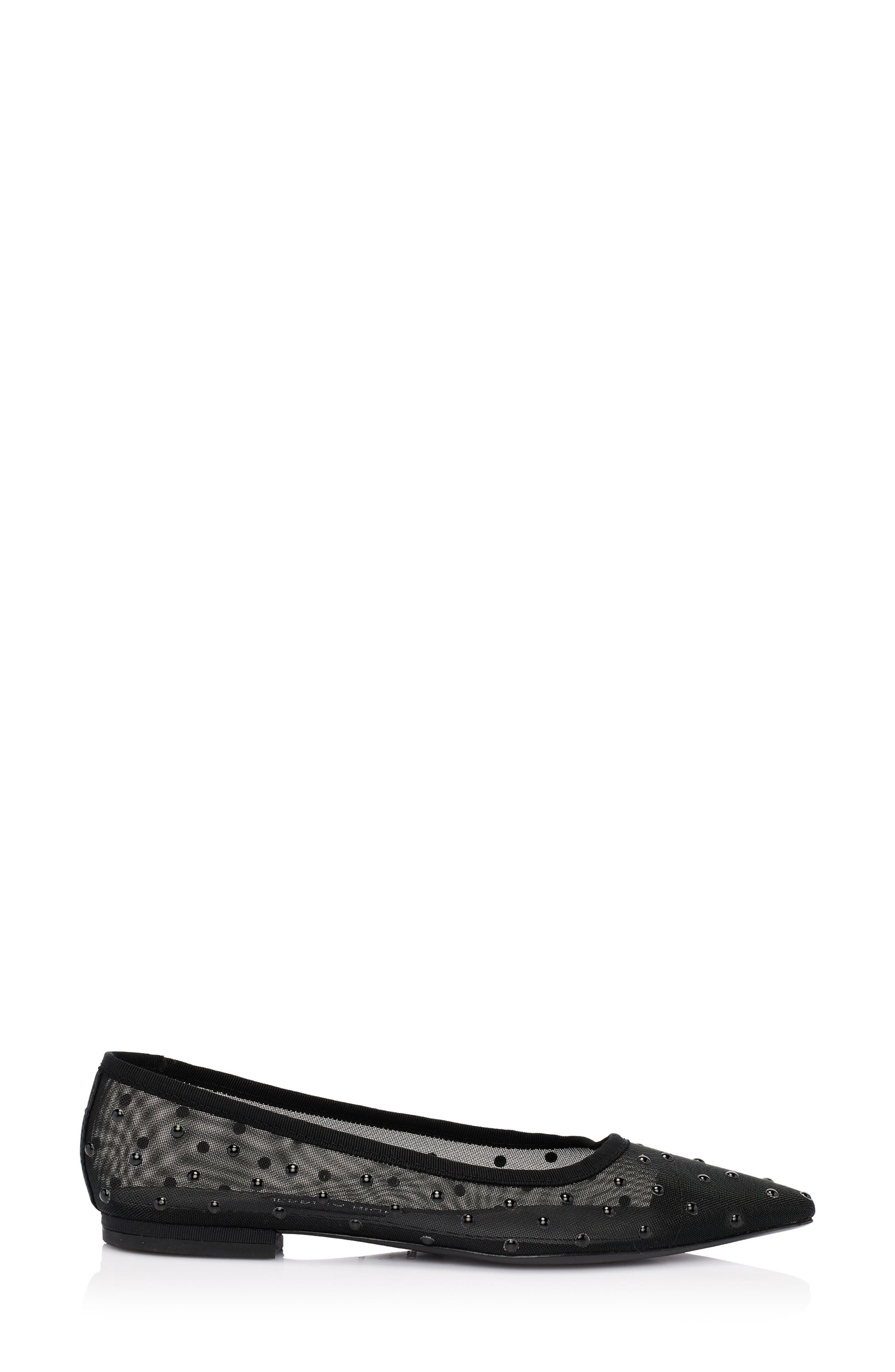 Alea Studded Pointed Toe Flat, Alternate, color, NOIR