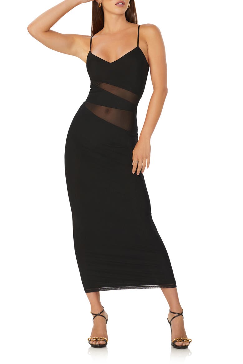 Benassi Midi Dress, Alternate, color, NOIR