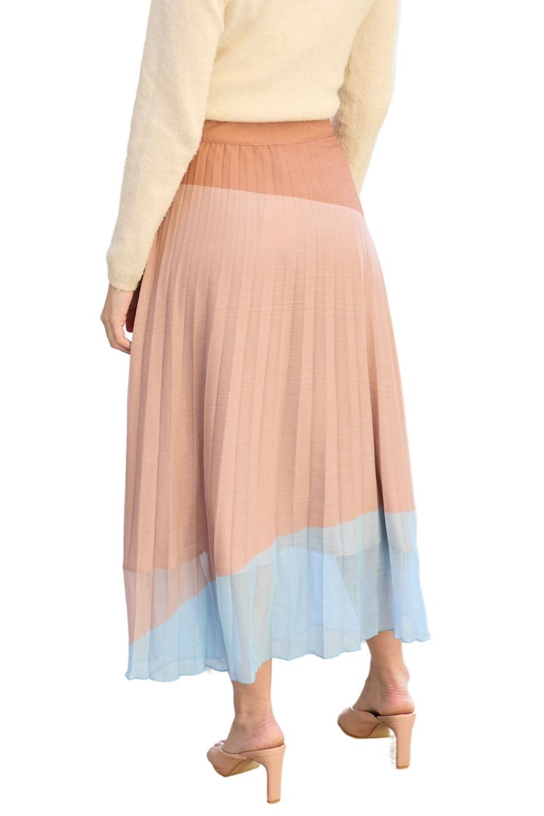 Ladbarn Colour Block Pleated Maxi Skirt, Alternate, color, Orange