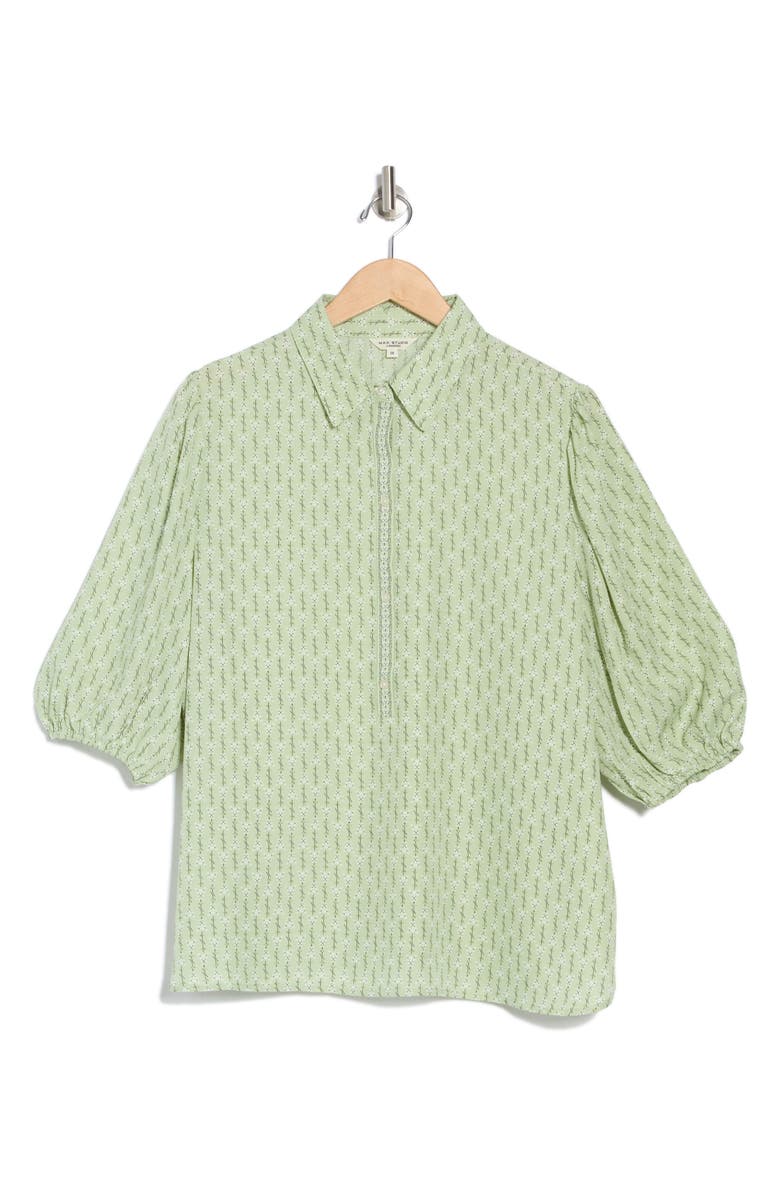 MAX STUDIO Placket Top, Alternate, color, Green Bellflower Geometric