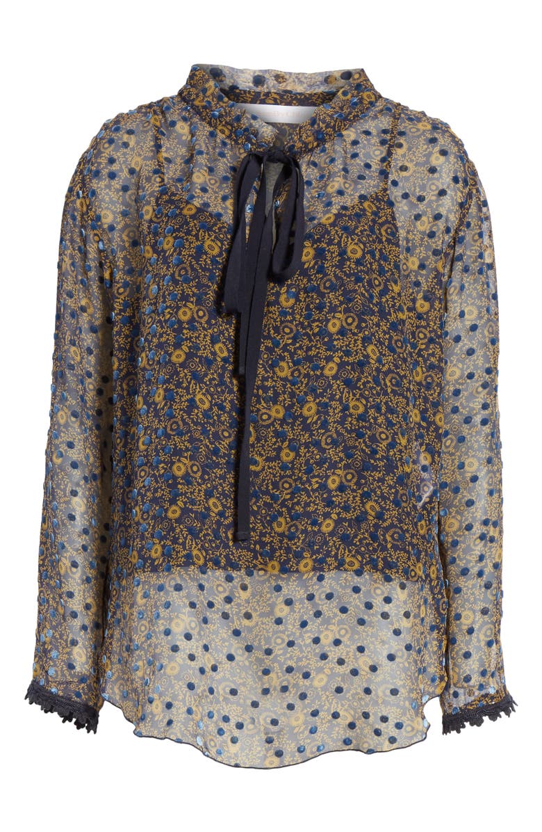 See by Chloé Floral Print Silk Devoré Top, Alternate, color, 