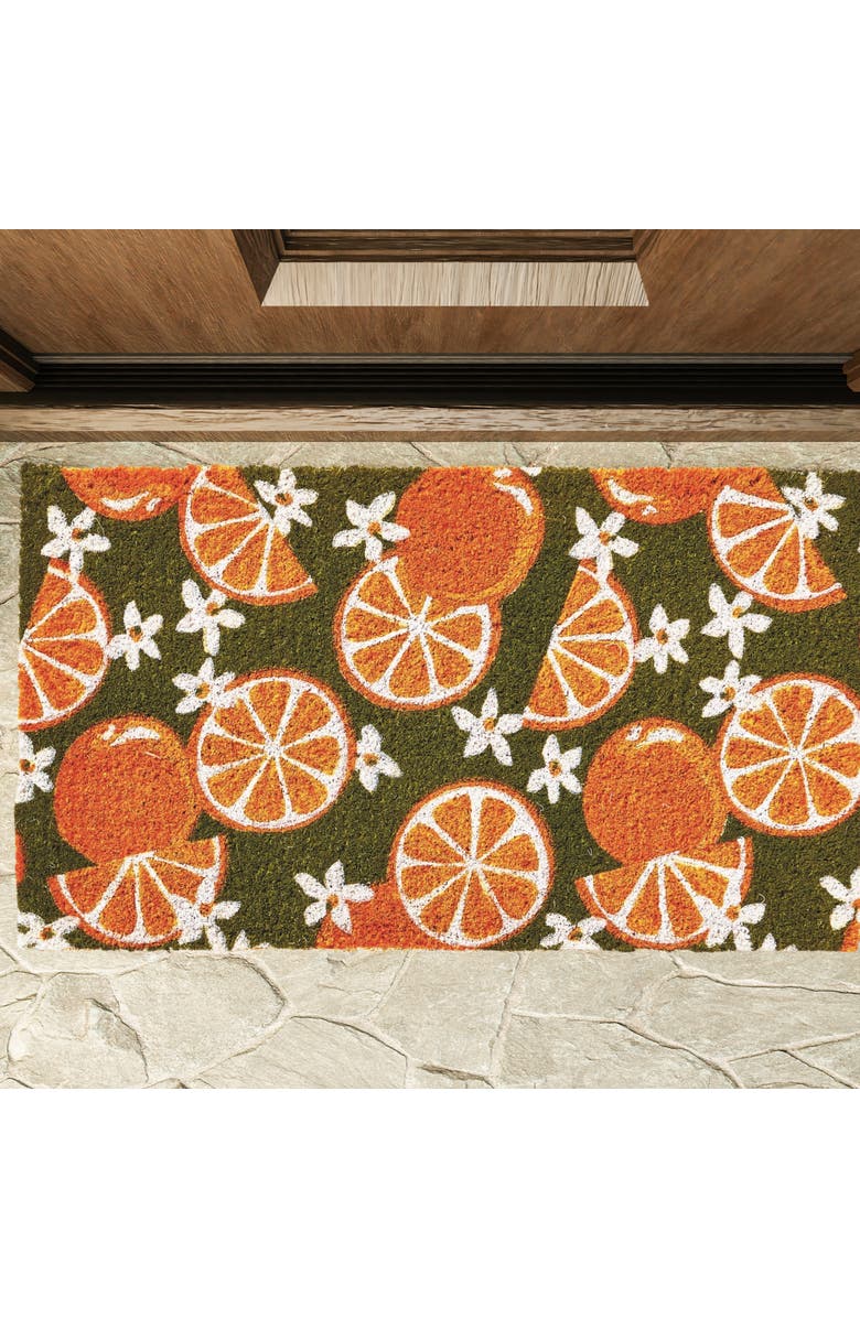 tag Oranges Coir Mat Rectangle Indoor Outdoor Welcome Mat, Alternate, color, Multicolored