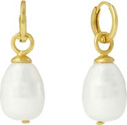 Ottoman Hands Ava Pearl Drop Huggie Earrings