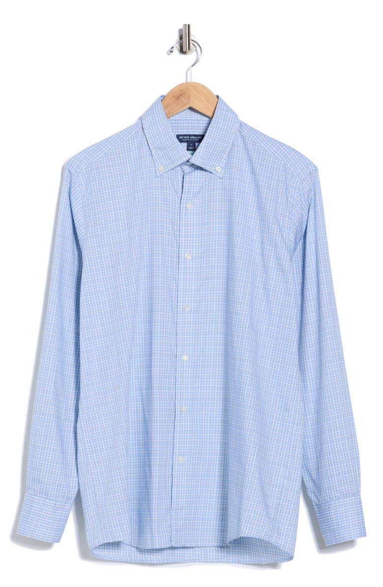 Peter Millar Sorrento Plaid Button-Down Shirt, Main, color, Blue Frost
