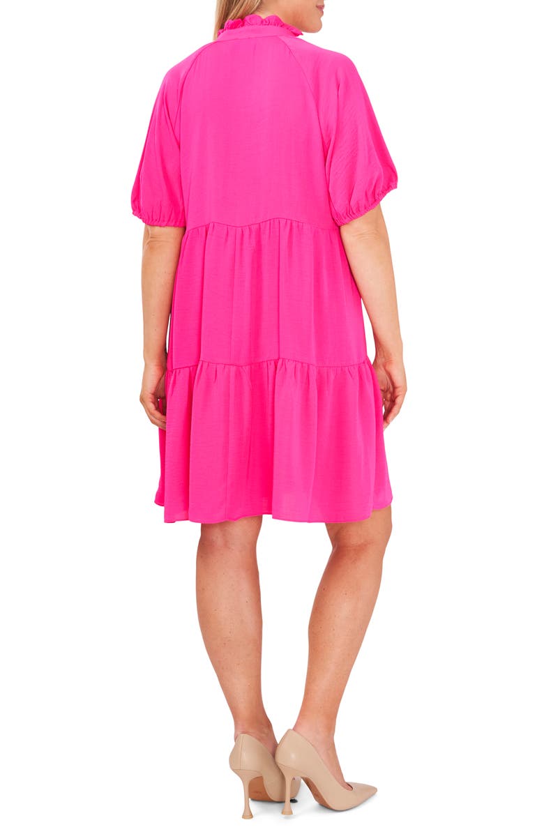 CeCe Tiered Ruffle Neck Dress, Alternate, color, Bright Rose