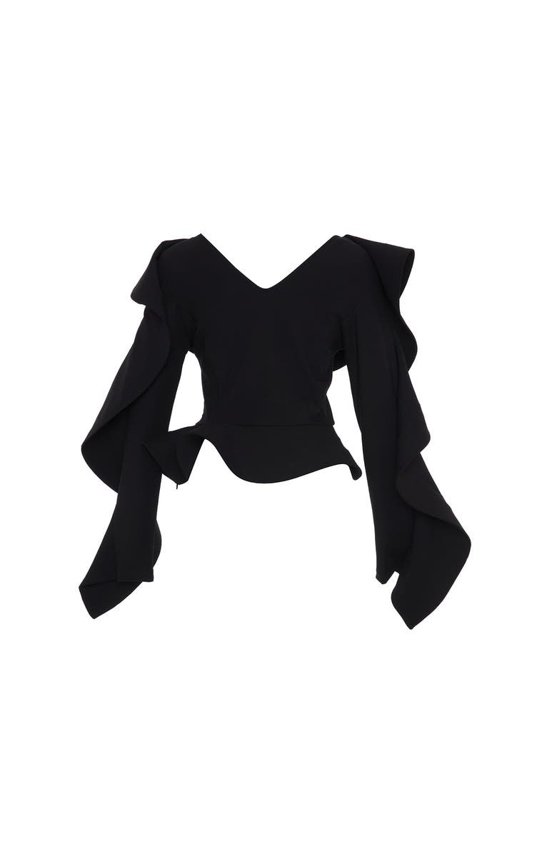 THEO The Label Gaia Ruffle Shoulder V-Neck Top, Alternate, color,