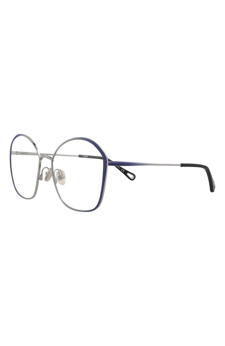 Chloé Core 57mm Rectangular Optical Glasses, Alternate, color, Blue Blue Transparent