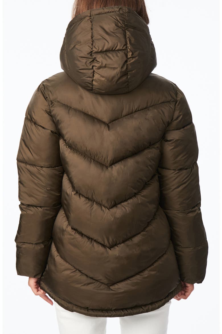 Chevron Quilted Water Resistant Puffer Coat, Alternate, color, DRIED BASIL