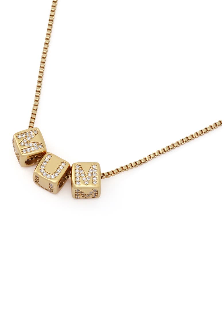 Mum Cube Pendant Necklace, Alternate, color, GOLD