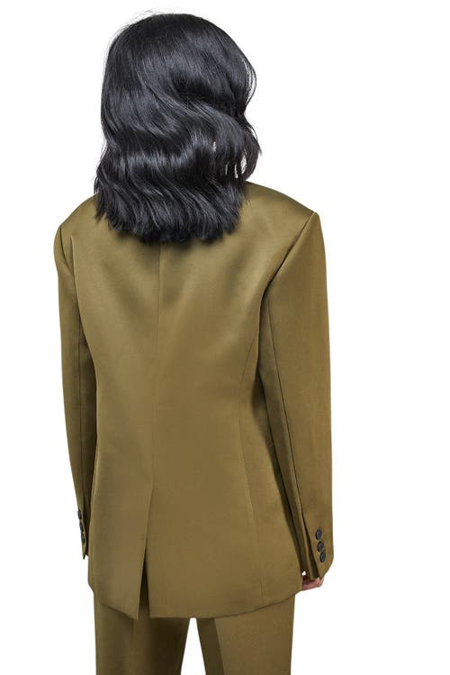 Warehouse Premium Satin Oversized Blazer In Animal Print