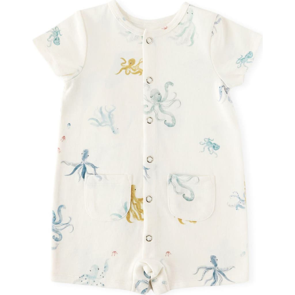 Pehr Kids' Short Sleeve Organic Cotton Romper In White
