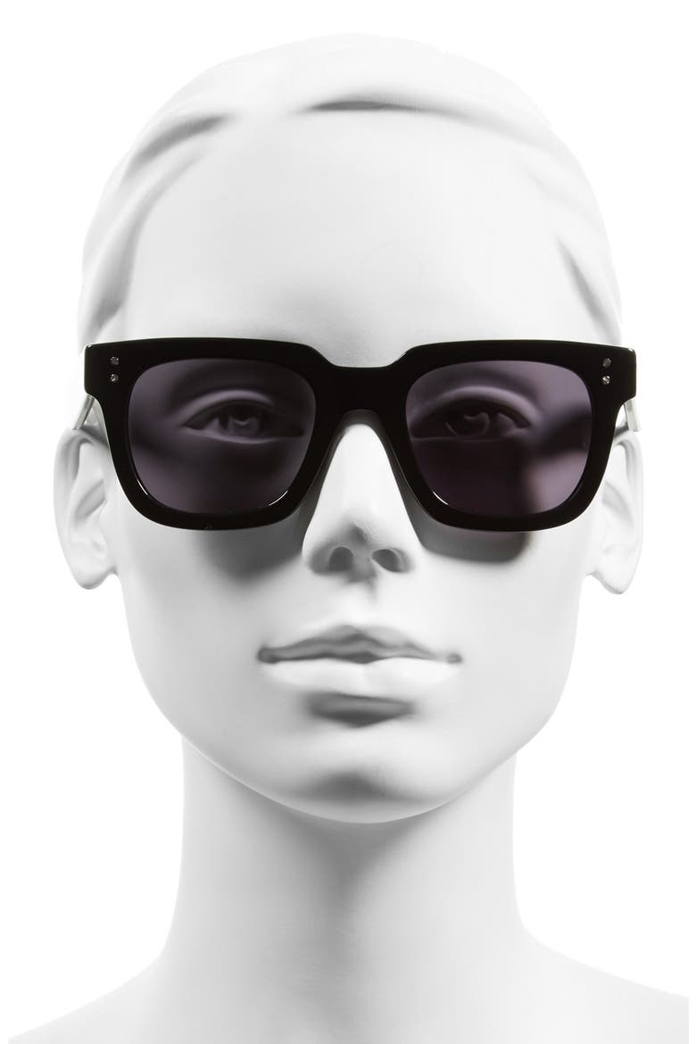 50mm Retro Sunglasses, Alternate, color, BLACK/ DARK GREY