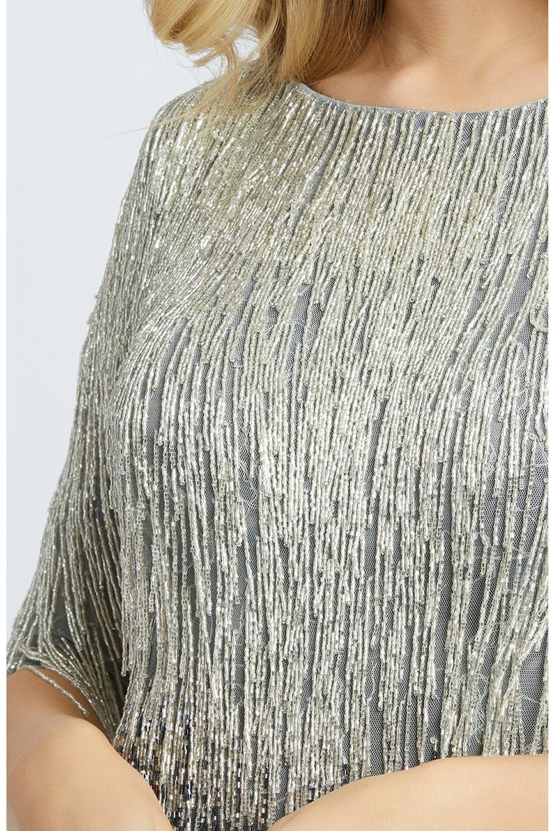 Beaded Fringe Gown, Alternate, color, PLATINUM