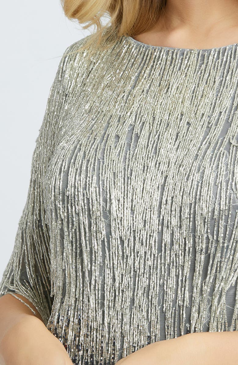Mac Duggal Beaded Fringe Gown, Alternate, color,