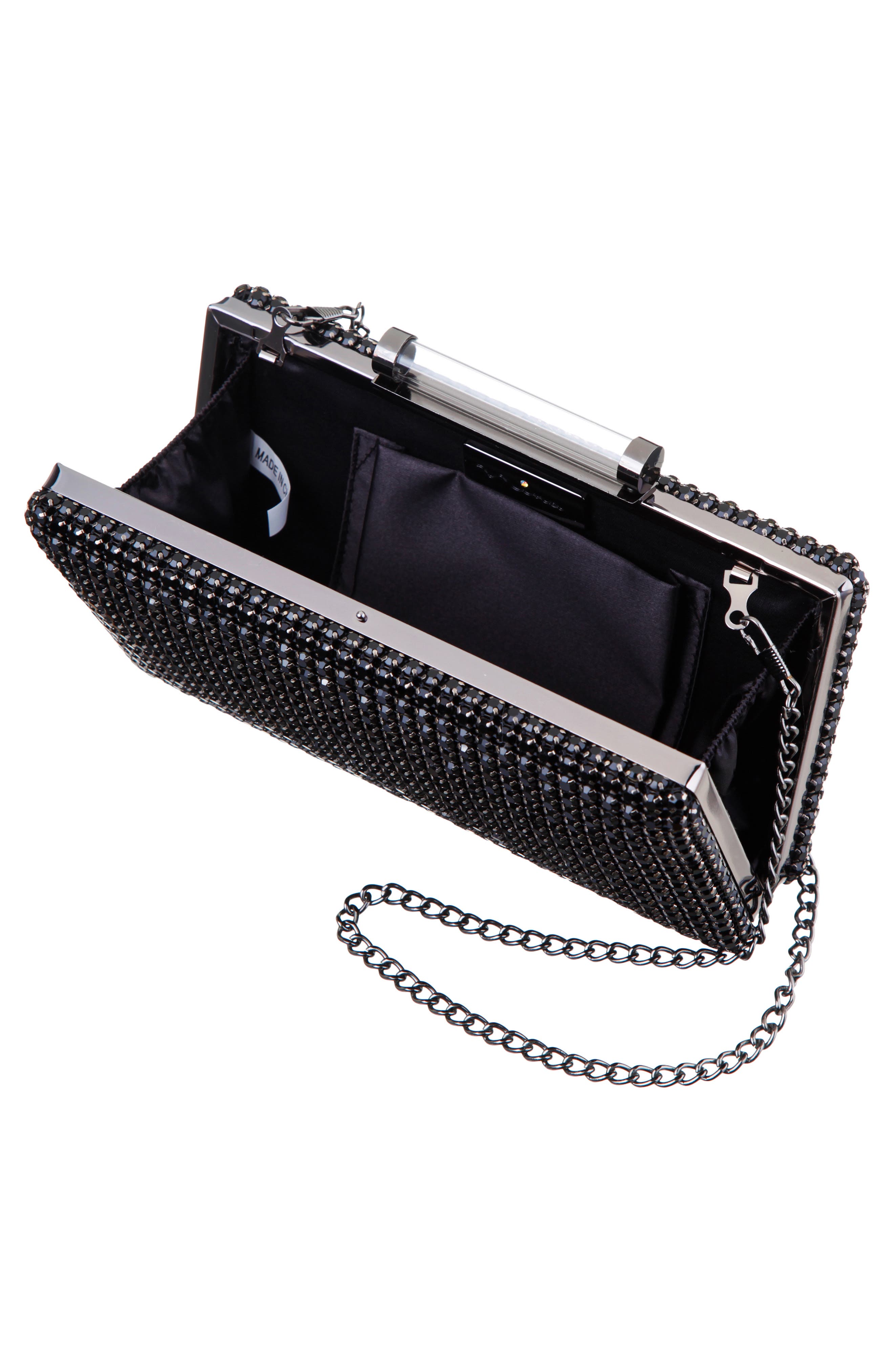 Nina Gracious Crystal Clutch, Alternate, color, Black