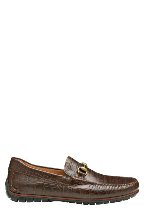 Johnston & Murphy Cort 2.0 Bit Loafer In Dark Brown Croc Embossed