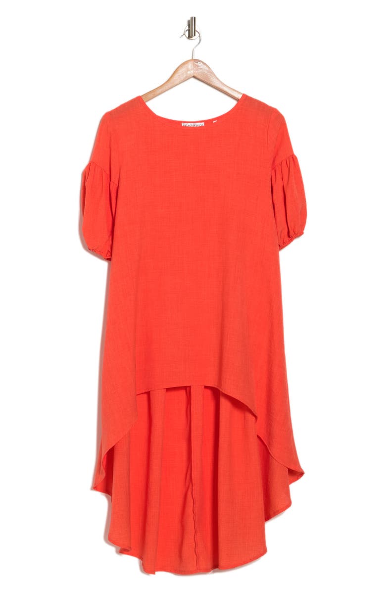 PATRIZIA LUCA Ruched Sleeve High-Low Tunic Top, Alternate, color, Orange