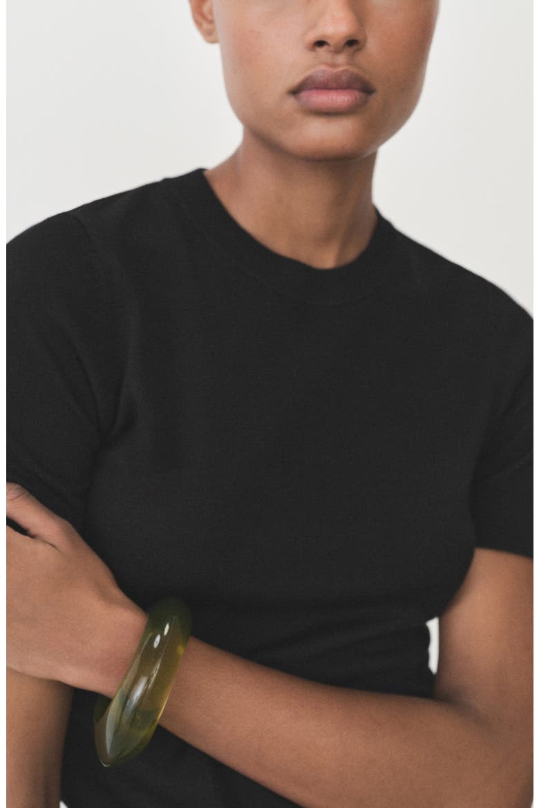 Short Sleeve Sweater, Alternate, color, BLACK