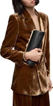 MANGO Double Breasted Velvet Blazer