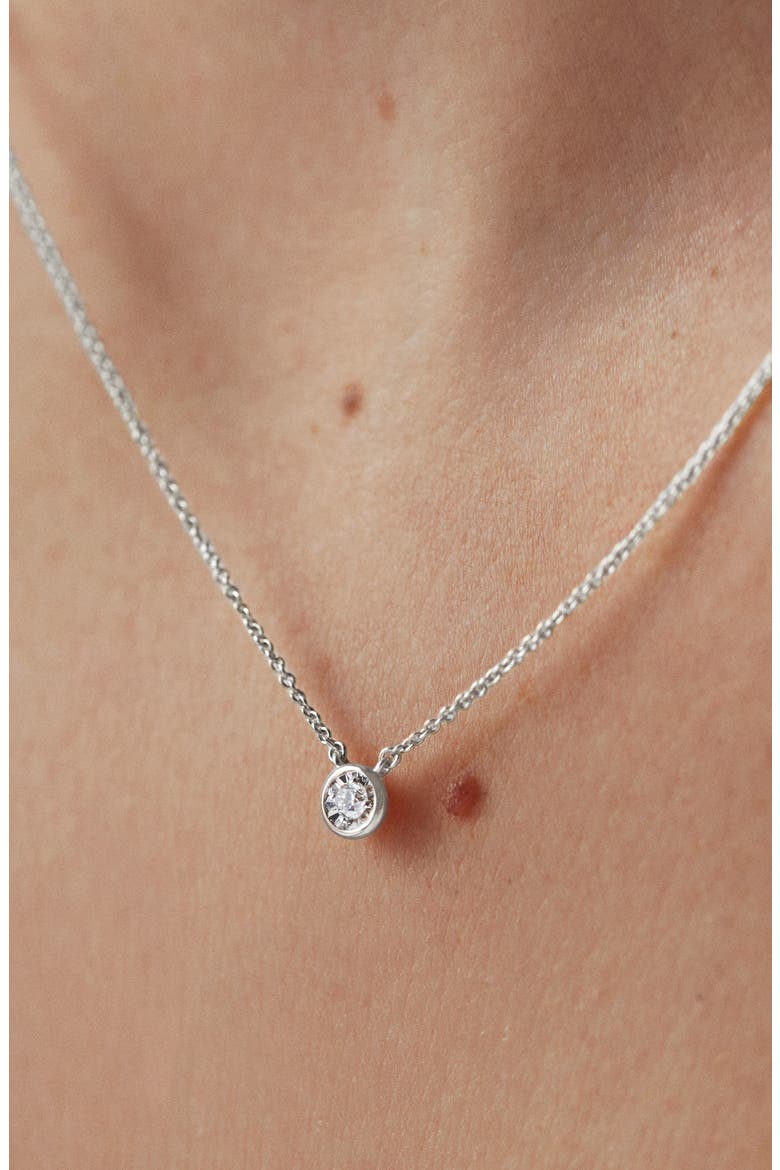 Diamond Solitaire Pendant Necklace, Alternate, color, SILVER