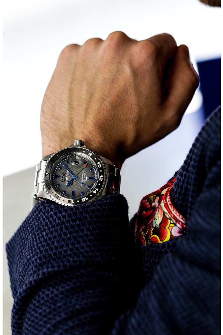 GMT Tokyo Shibuya Bracelet Watch, 44mm, Alternate, color, BLACK