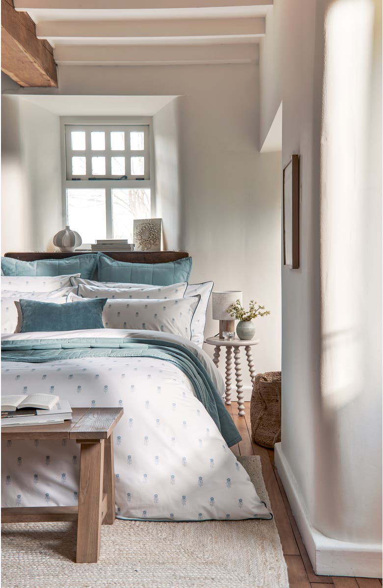 CHRISTY Arley Cottage Style Floral Design Cotton Percale Duvet Set, Alternate, color, Blue