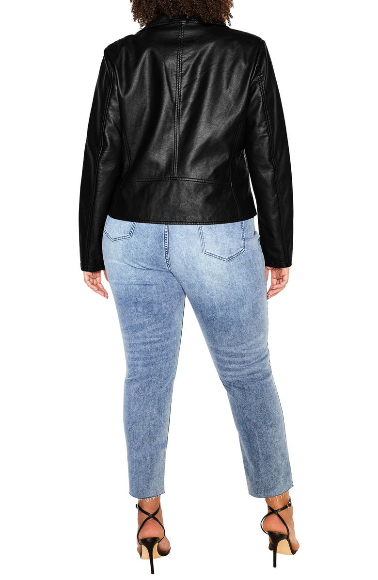 City Chic Aria Faux Leather Moto Jacket, Alternate, color, 