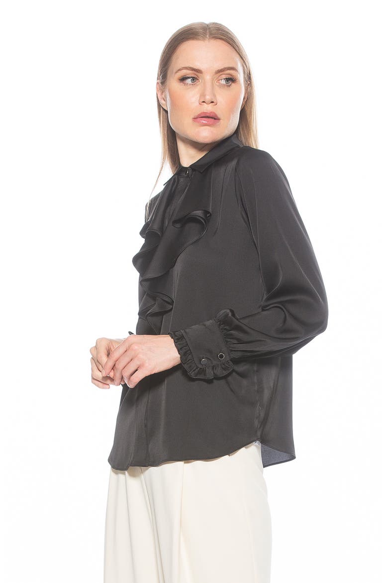 Ruffle Point Collar Blouse, Alternate, color, BLACK