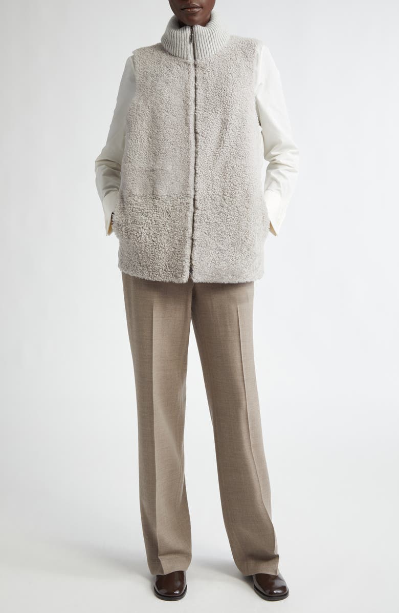 Lafayette 148 New York Plissé Velvet Button-Up Shirt, Alternate, color,