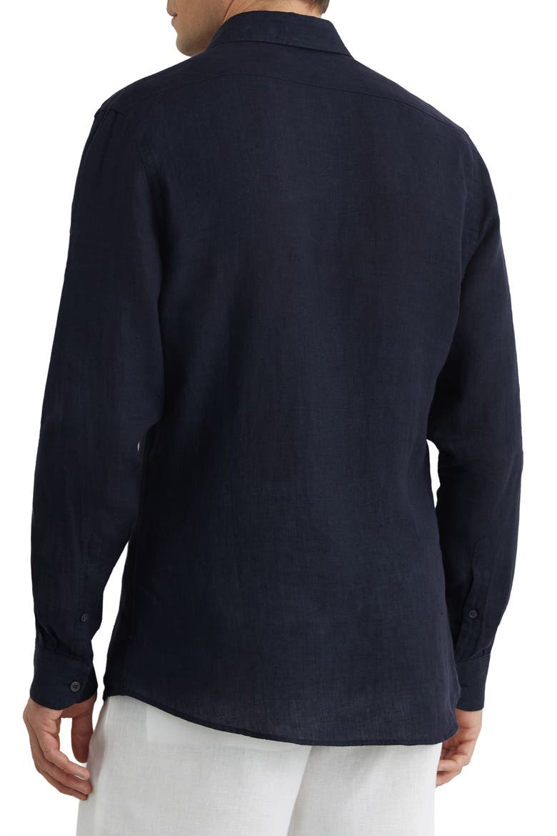 Ruban Linen Button-Up Shirt, Alternate, color, NAVY