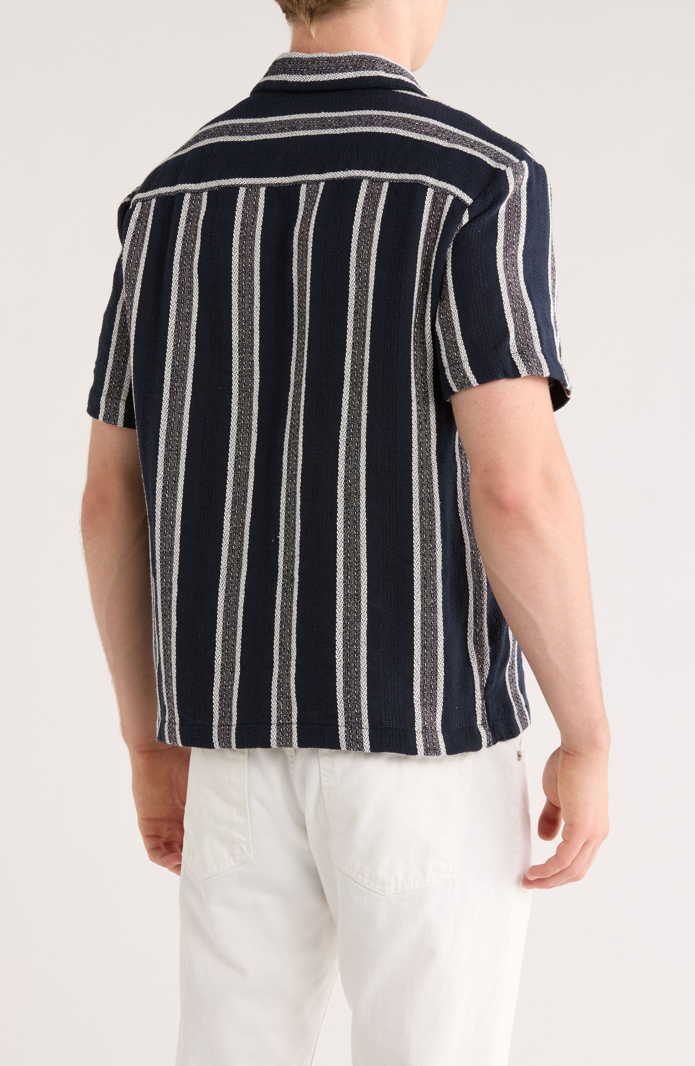 Relaxed Fit Stripe Textured Camp Shirt - image 2