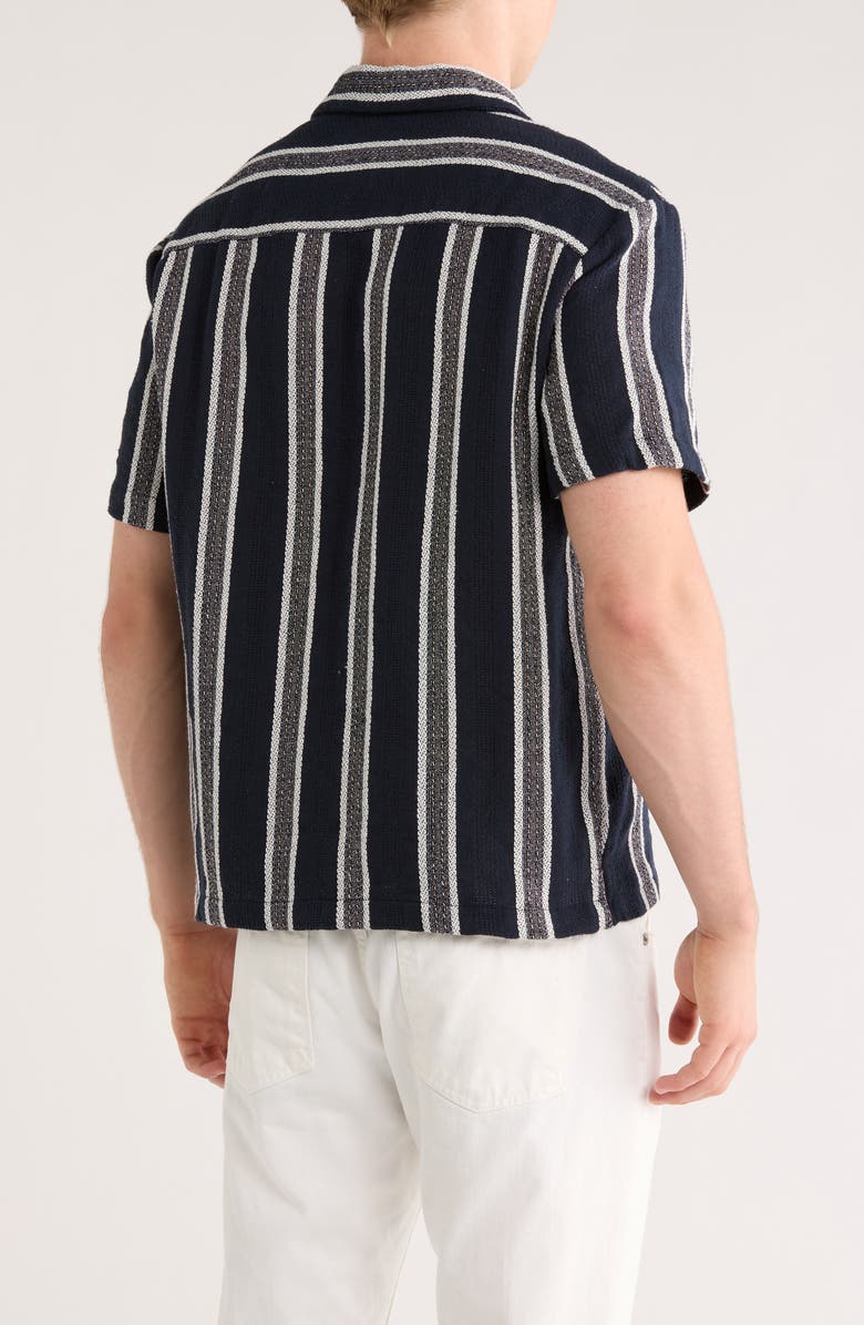 Cactus Man Relaxed Fit Stripe Textured Camp Shirt, Alternate, color, Navy