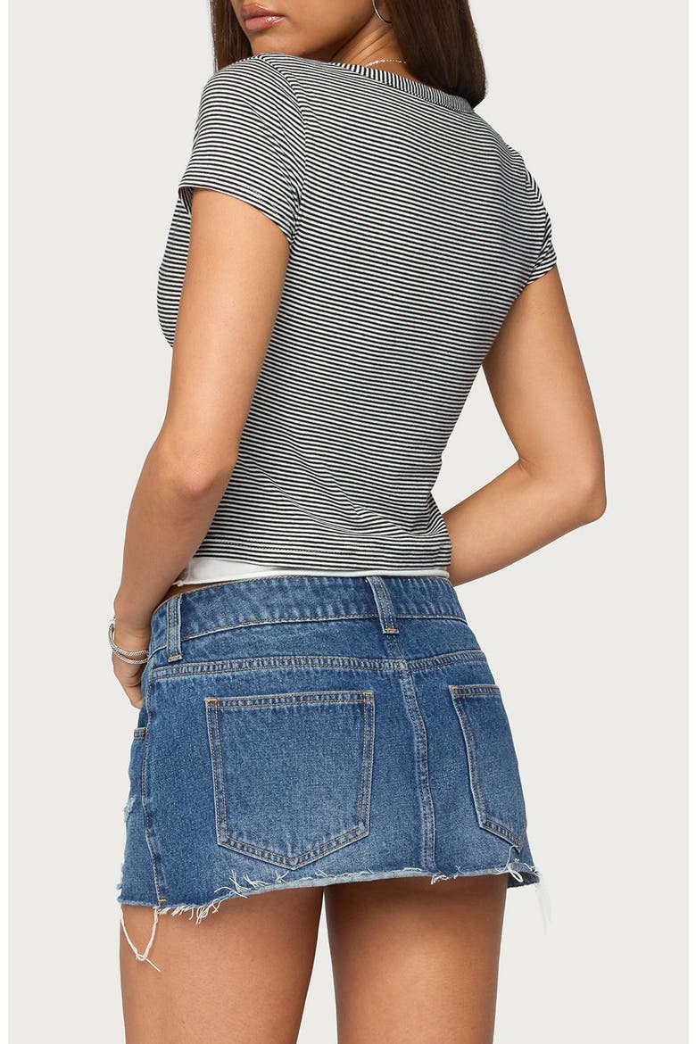 Yannah Striped Layered V-Neck Tee, Alternate, color, BLACK-AND-WHITE
