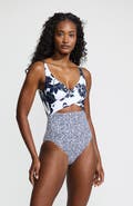 Lands' End Wrap Monokini High Leg One Piece Swimsuit