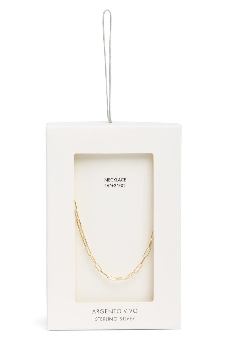 Goldtone Stainless Steel Paperclip Necklace, Main, color, GOLD
