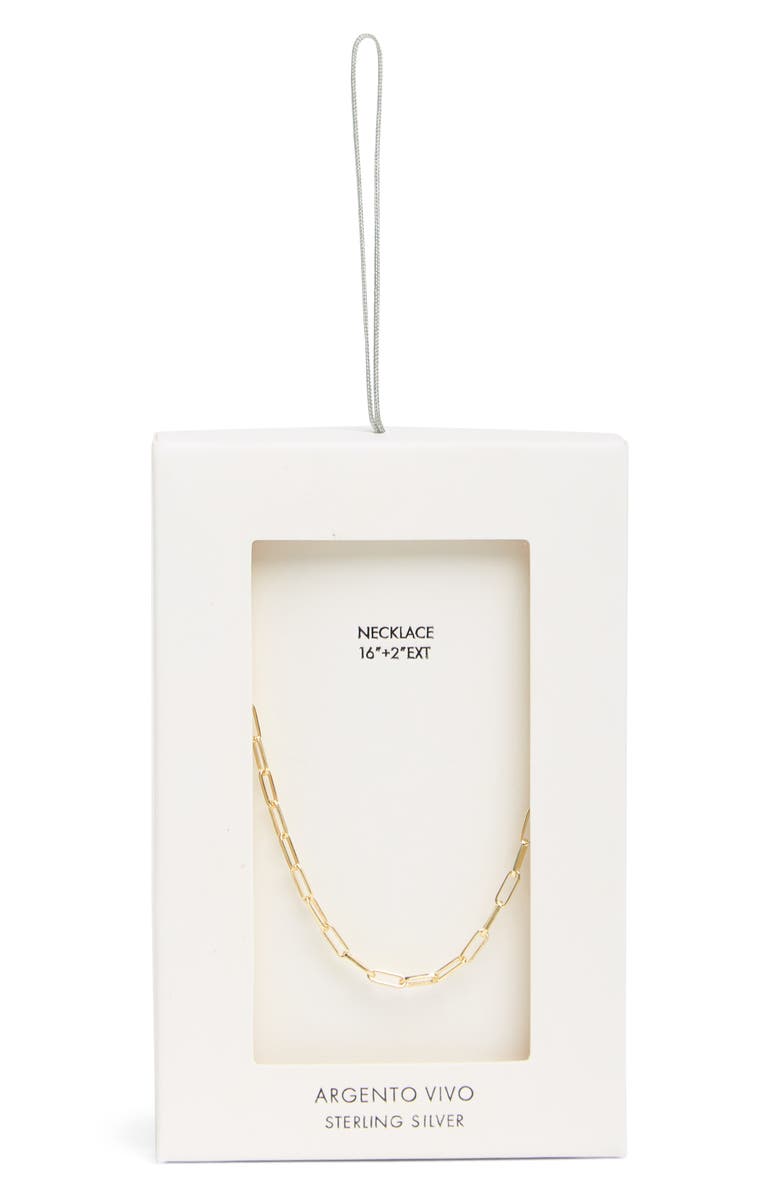Argento Vivo Sterling Silver Goldtone Stainless Steel Paperclip Necklace, Main, color, Gold
