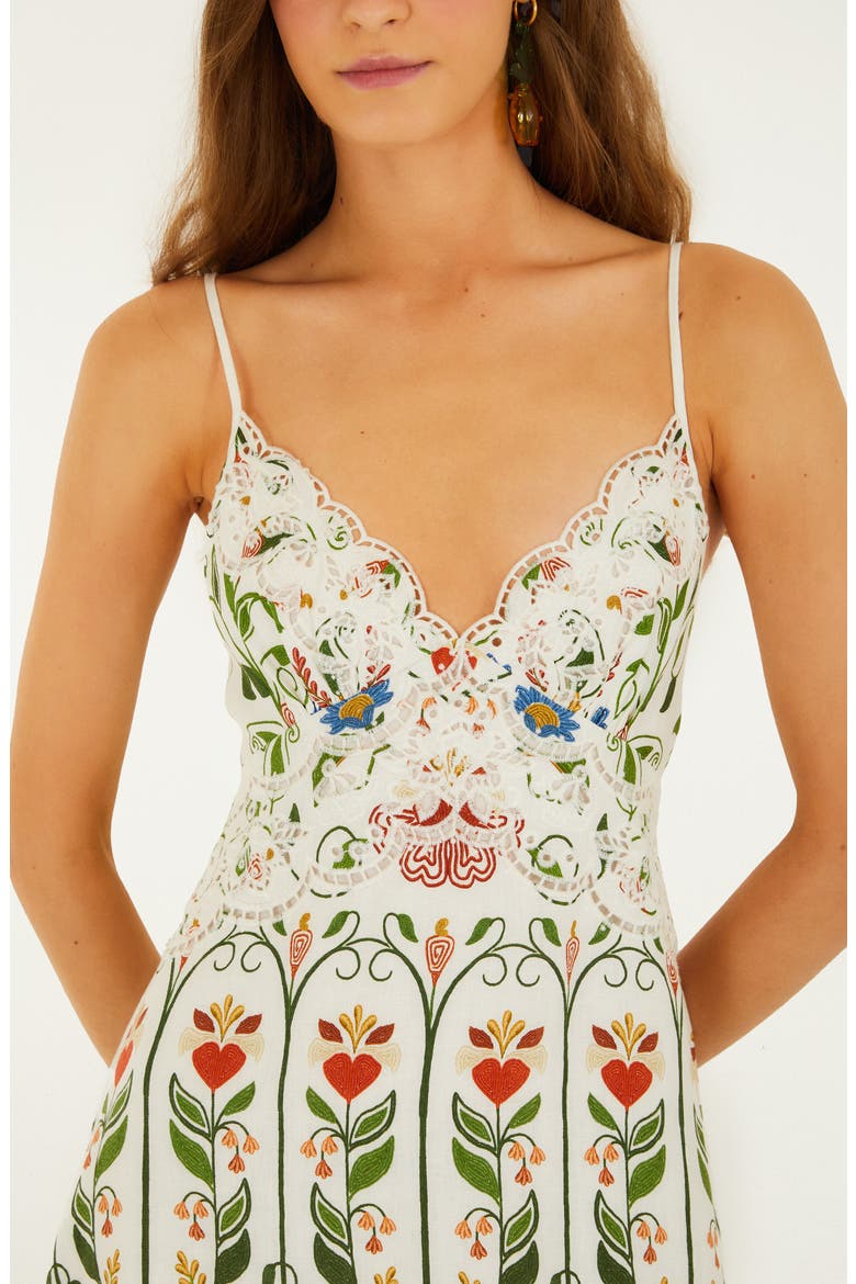 Garden Embroidered Linen Midi Sundress, Alternate, color, OFF-WHITE