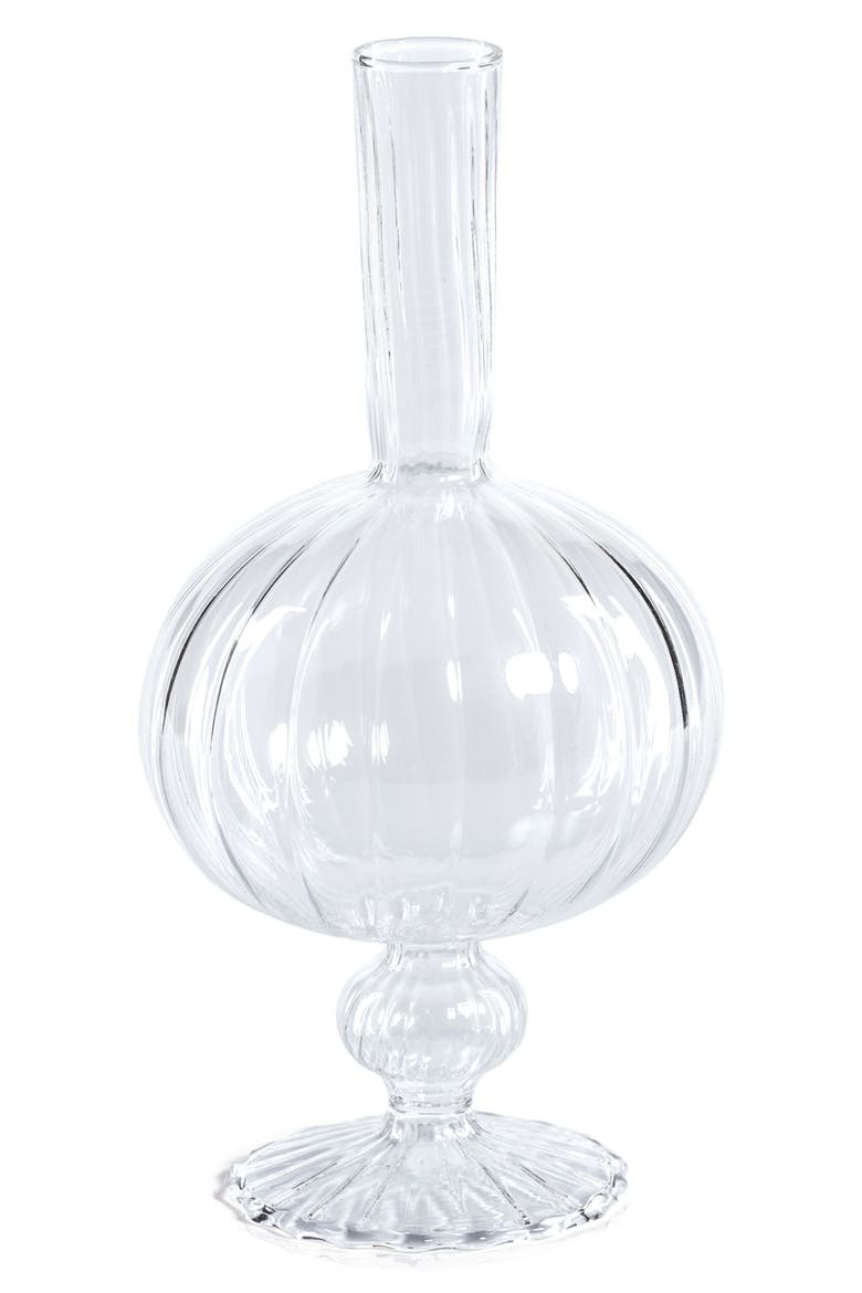 Vellum Spiral Footed Glass Vase, Main, color, CLEAR