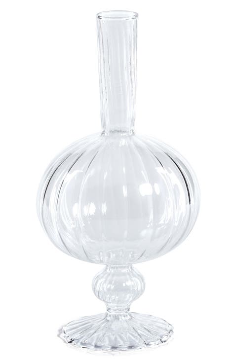 Vellum Spiral Footed Glass Vase