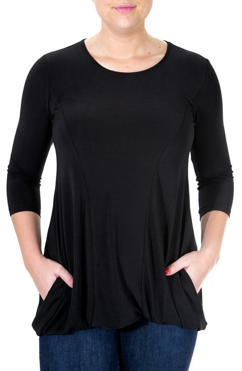 Scoop Neck Elbow Length Sleeve Jersey Dress