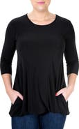 Nina Leonard Scoop Neck Elbow Length Sleeve Jersey Dress