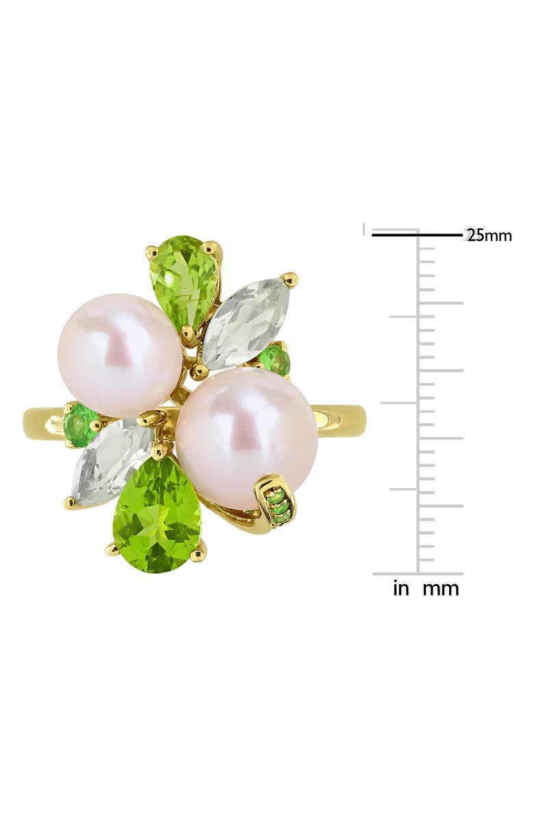 DELMAR Pearl & Gemstone Cluster Ring, Alternate, color, Green