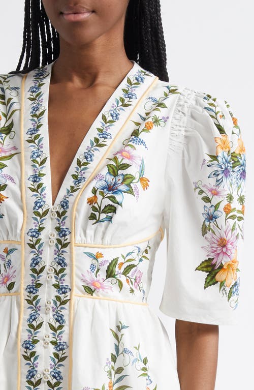 Farm Rio Sweet Bloom Dreamscape Cotton Shirtdress In Off-white