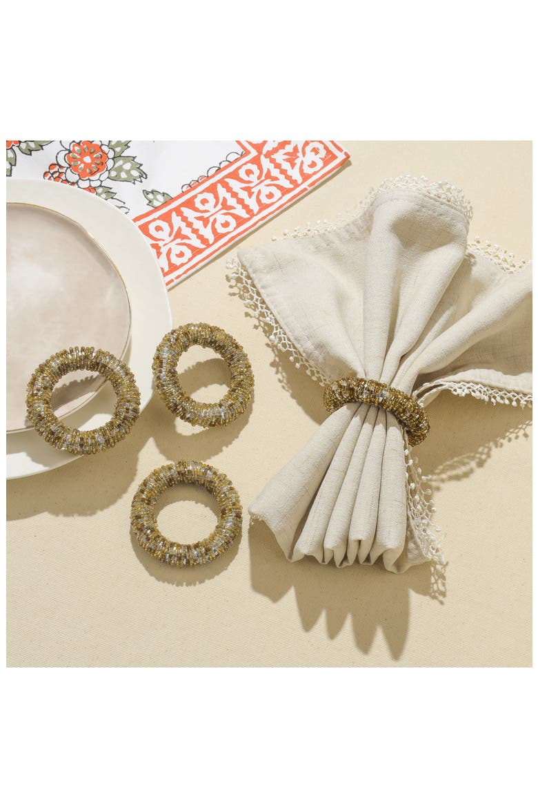 Radiant 4-Pack Napkin Rings, Alternate, color, BRONZE