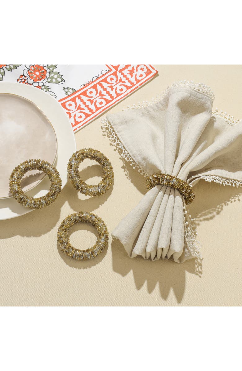 Tiramisu Radiant 4-Pack Napkin Rings, Alternate, color, Bronze