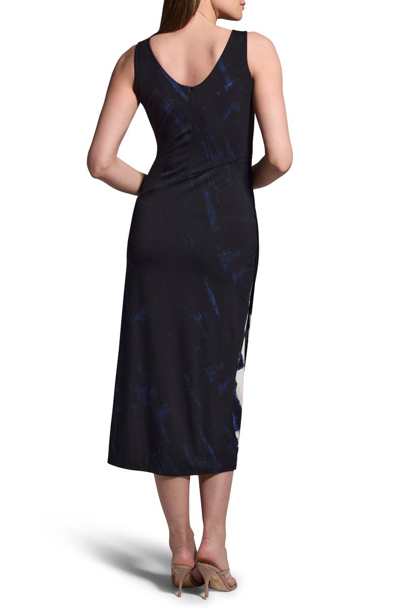 NIC+ZOE Asymmetric Ruched Sleeveless Maxi Dress, Alternate, color, Black Multi