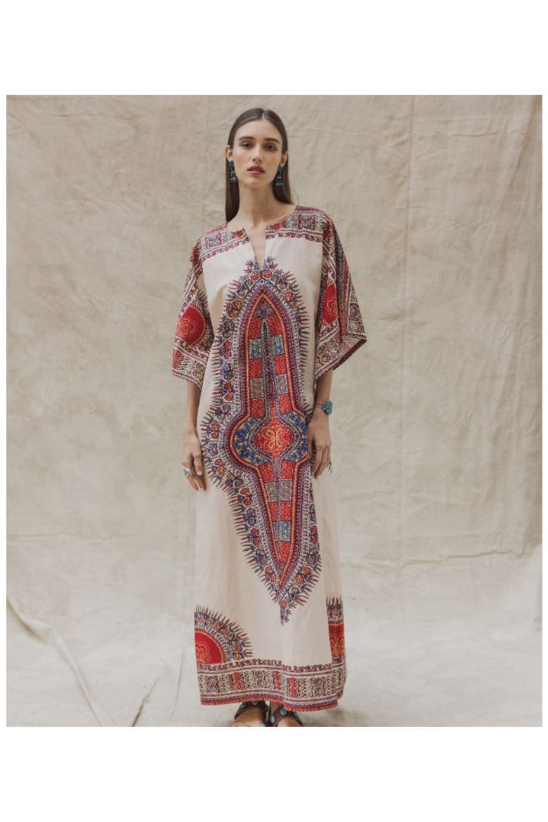 Amira Printed Cotton Dress, Alternate, color, Red